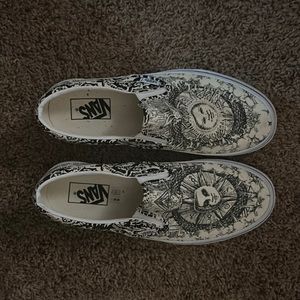 Cream and Black slip-on vans